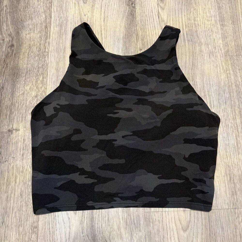 Athleta Women Black Camo Athletic Crop Top Sports Bra Size M
